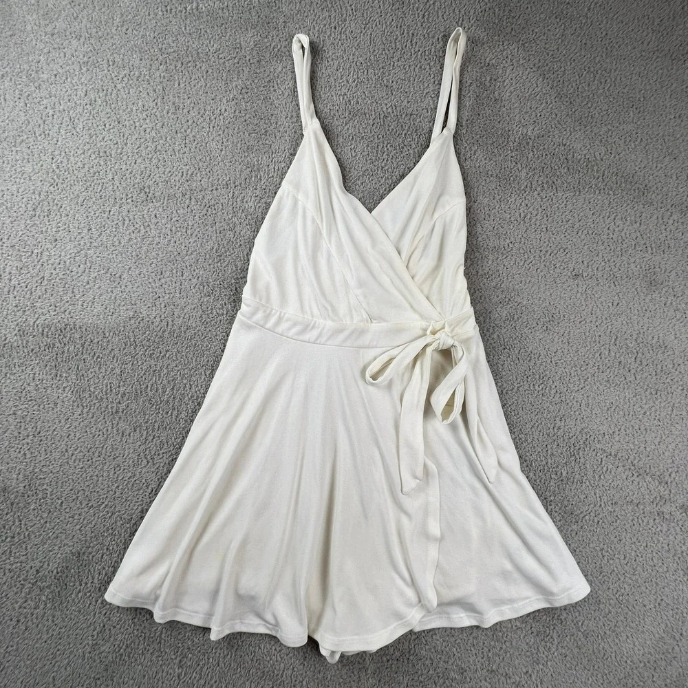 Urban Outfitters Kimchi Blue Y2K Wrap Romper Dress Side Tie Small White - Picture 1 of 12